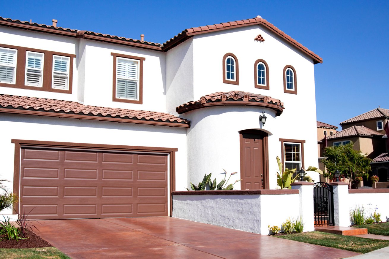 Stucco Home Exterior and Blue Sky